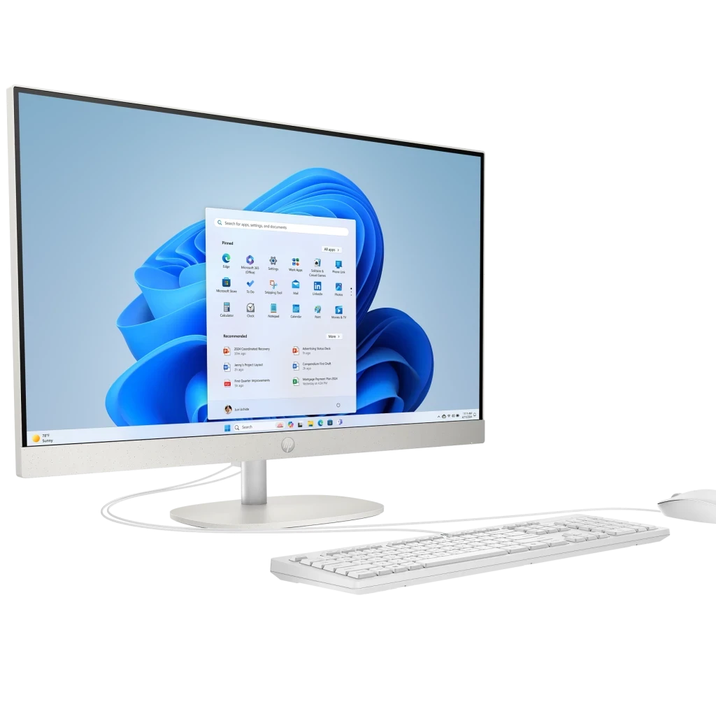 HP All-in-One Desktop AI 27-cr2043nh 27-inch FHD IPS, Intel Core Ultra 5 225U, 8GB DDR5, 512GB SSD (D30C6EA) — White view 2